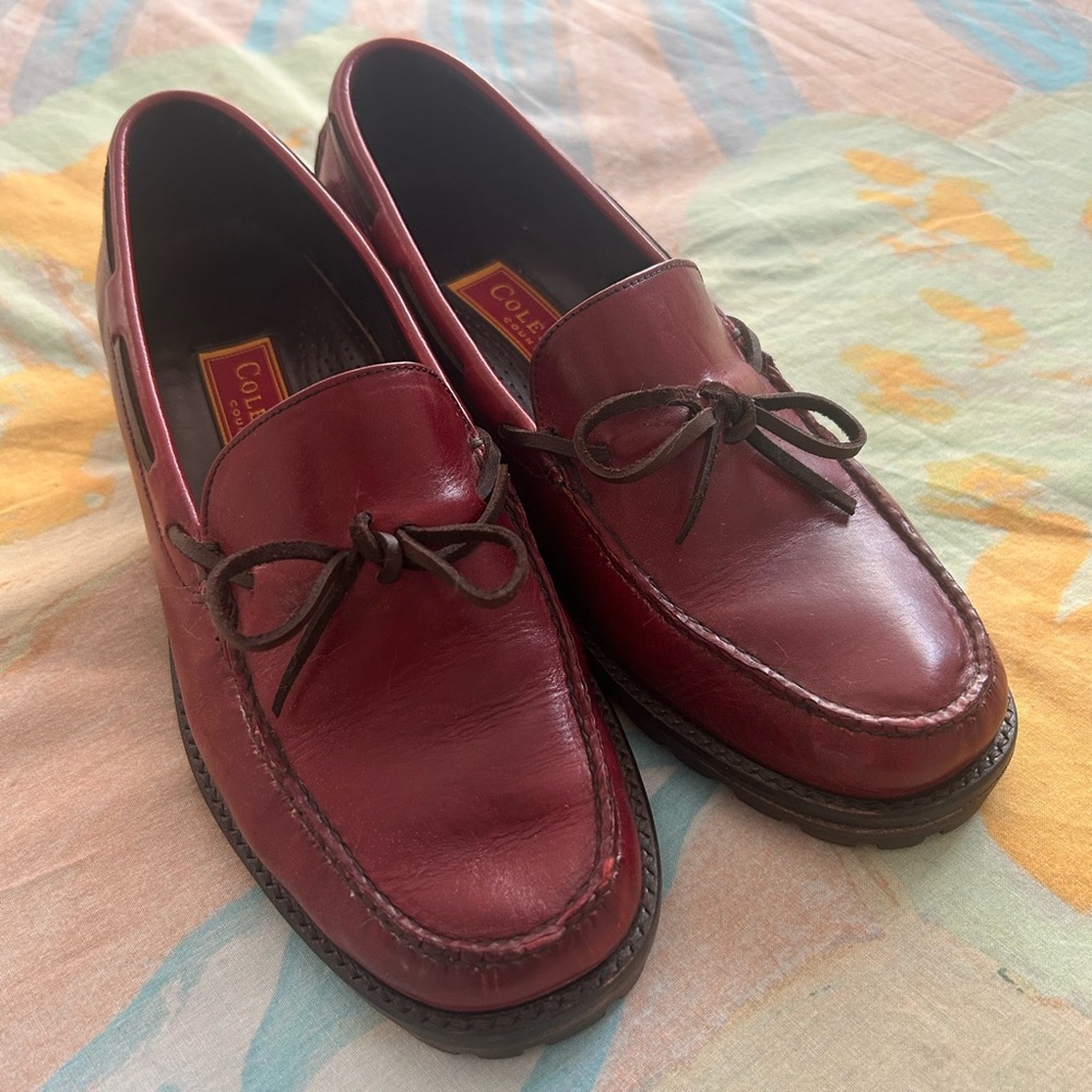 COLE HAAN • Red Bow Loafers